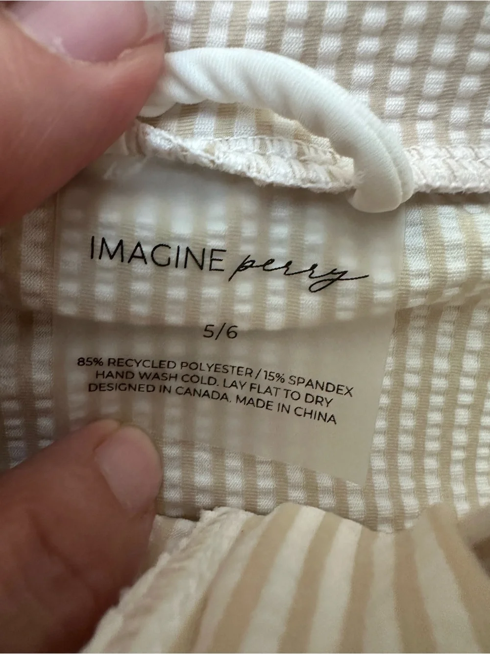 Imagine Perry Cream White Stripe Rash Guard Top Size 5/6